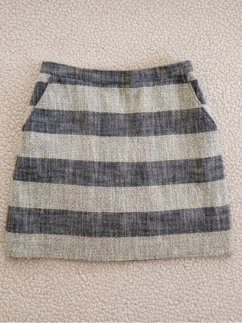 A New Day Textured Striped Mini Skirt Black Cream Pockets XL